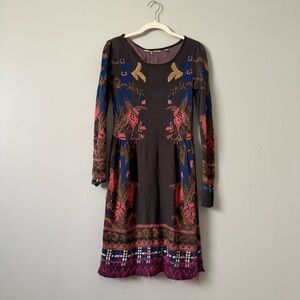 Anthropologie Knitted & Knotted Petal Blush Cotton Silk Blend Sweater Dress